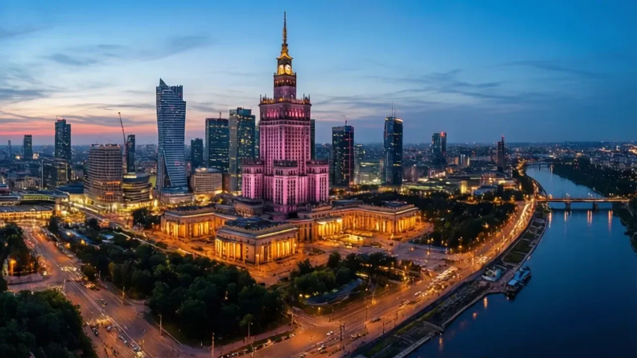 Warszawa atrakcje dla młodzieży: najlepsze atrakcje, które warto zobaczyć Panorama Warszawy z widokiem na Centrum Nauki Kopernik i Stadion Narodowy jako popularne warszawa atrakcje dla młodzieży.